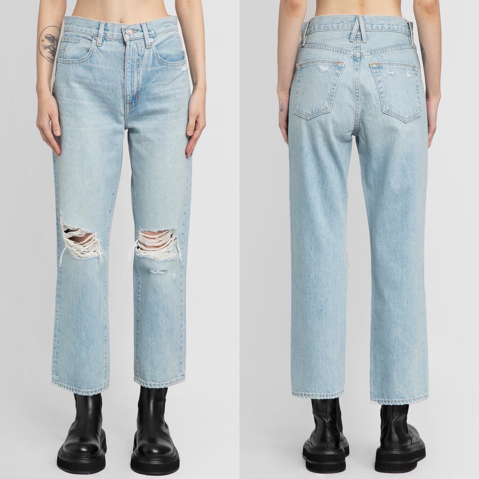 Slvrlake London Crop High-Rise Distressed Jeans Broken Dreams Women’s Size 26